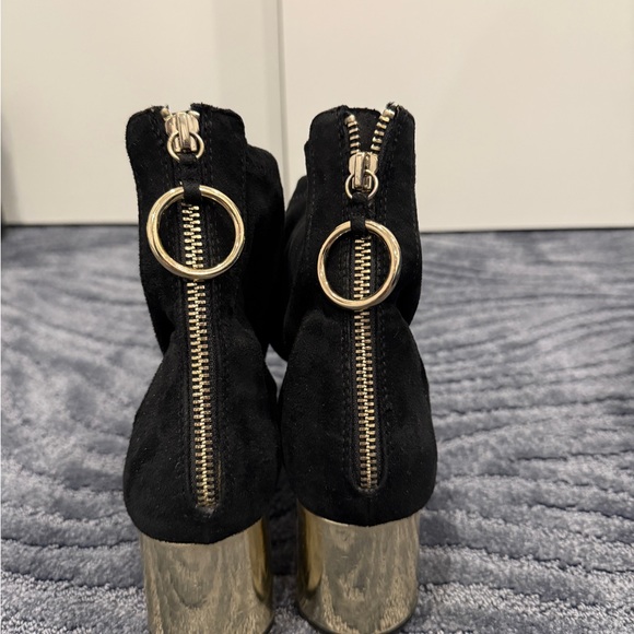 ZARA Black Women's Suede Sock Booties With Gold Hardware - Picture 2 of 4